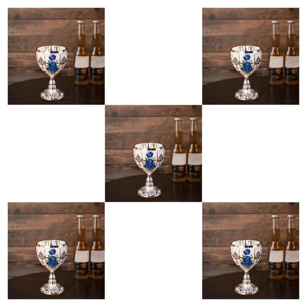Injueey Copa de vino de lujo Copa de vidrio en relieve para aficionados al vino Vasos opulentos Calabaza azul plateada Type2 NO2