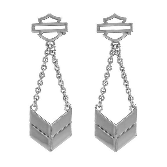 Harley-Davidson Women's Insignia Chandler Bar & Shield Dangle Earrings, Sterling, Harley Davidson