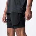 thumbnail image 4 of LYMAYTER S-3XL Men Sweat Shorts Summer Dual-Layer Jogger Shorts Casual Breathable Slim Running Shorts, 4 of 7