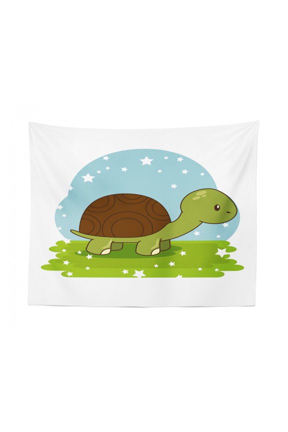 Turtle Tapestry, Funny and Whimsical Layout of Monochrome Style Silhouettes in Ethnic Motifs, Fabric Wall Hanging Decor for Bedroom Living Room Dorm, 2 Sizes, Charcoal Grey White, by Ambesonne