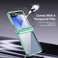 thumbnail image 6 of ELEHOLD for Samsung Galaxy Z Flip 5 Case, Slim Plating PC Transparent Hinge Protection Crystal Clear Case with Integrated Screen Protector for for Samsung Galaxy Z Flip 5,Green, 6 of 7