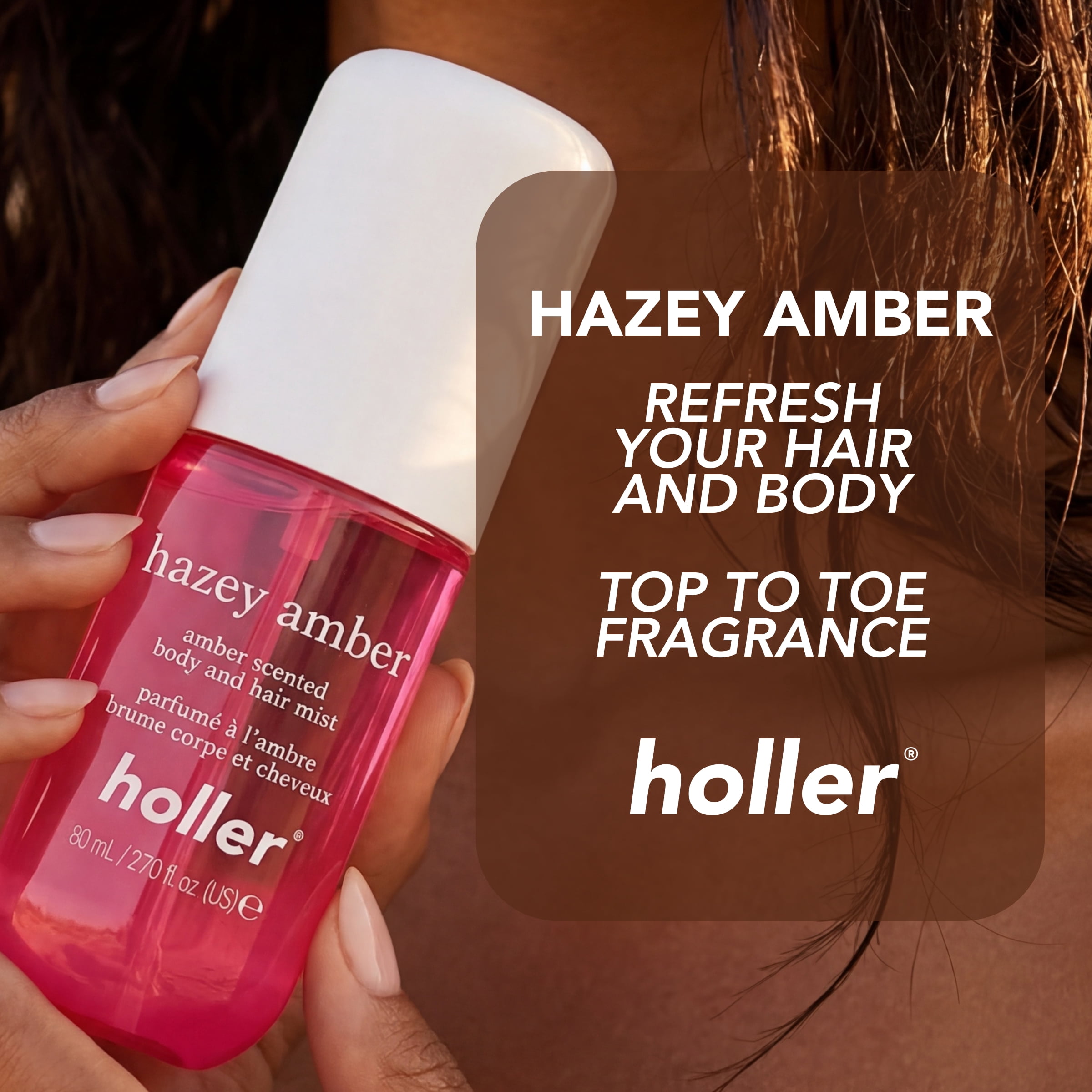 Holler Hazey Amber Body and Hair Fragrance Mist, Amber Scented, 2.7 fl oz