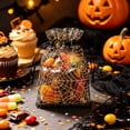 thumbnail image 5 of 20 Pack Halloween Spider Web Drawstring Mesh Bags, Black and Orange Polyester Treat Pouches for Candy and Party Favors, 3.93 x 5.51 in, 5 of 6