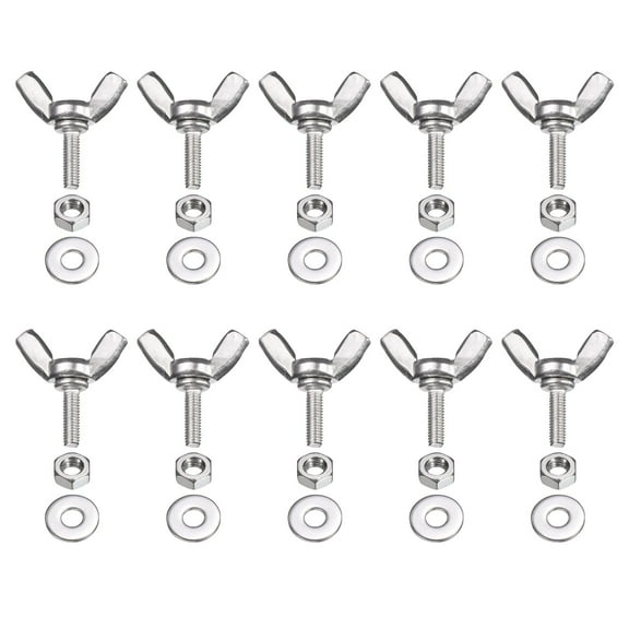 Uxcell M3-0.5 x 10 mm Wing Butterfly Screw, 10 Pcs Wing Nuts and Bolts Machine Fastener Thumb Hand Screws, Silver