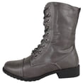 thumbnail image 2 of Forever Women Shoes Combat Army Style Boots Lace Up Side Zipper Booties Gray 8.5, 2 of 4
