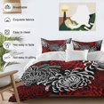 thumbnail image 3 of 3 Piece Red White Duvet Cover Set Full Size,Microfiber Comforter/Quilt Cover with Corner Ties and 2 Pillowcases,Abstract Black Chrysanthemum Flower Floral All Season Soft Bedding with Zipper Closure, 3 of 8