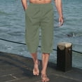 thumbnail image 5 of Capri Pants for Men Straight Fit Solid Color Capris with Pockets Casual Summer Cotton Linen Below Knee Pants, 5 of 5
