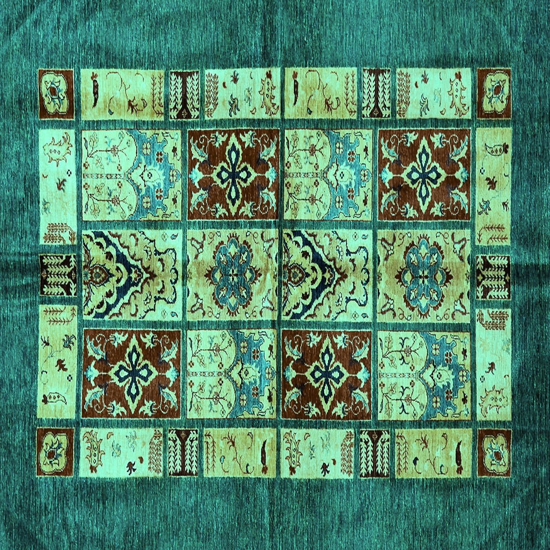 Ahgly Company Indoor Square Abstract Turquoise Blue Modern Area Rugs, 7 ...