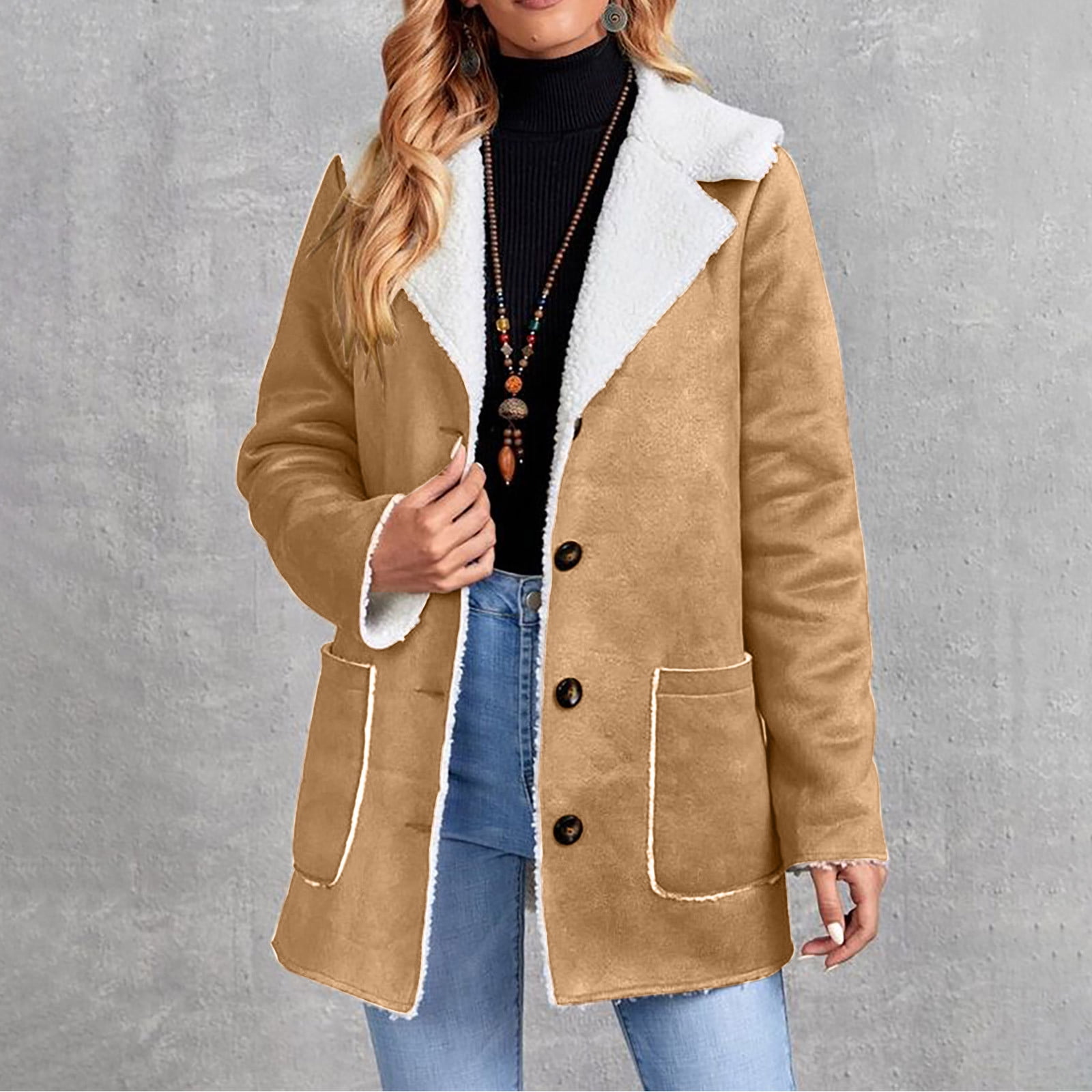 Manteau D'Hiver Femme En Fausse Fourrure - Trench Revers Sherpa Polaire - Chaud Et Stylé Pour Automne/Hiver - 4