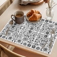 thumbnail image 3 of Ethnic Style Placemats Set of 6, Vintage Flowers Gray Floral Non-Slip Place Mats Washable Table Mats for Kitchen Dining Table Decorations Indoor/Outdoor, 3 of 9