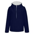thumbnail image 4 of Yigetop Half Zip Sweatshirt Women, Hoodies for Women Long Sleeve Fleece Half Zip Up Hoodie Casual Pullover Oversized Sweatshirt Hooded Tops Womens Quarter Zip Pullover Dark Blue M, 4 of 9