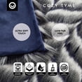 thumbnail image 6 of Cozy Tyme Blanc Faux Feather Fur Throw 50"x60", Navy, 6 of 10