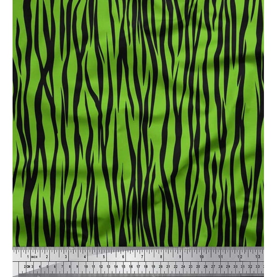 Soimoi Green polyester Crepe Fabric Wild Animal Skin Print Fabric by The Yard 42 Inch Wide