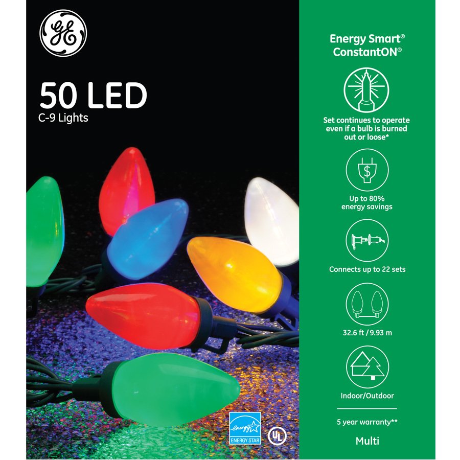 GE Energy Smart 50Count 32.6ft Constant Warm White Multicolor C9 LED