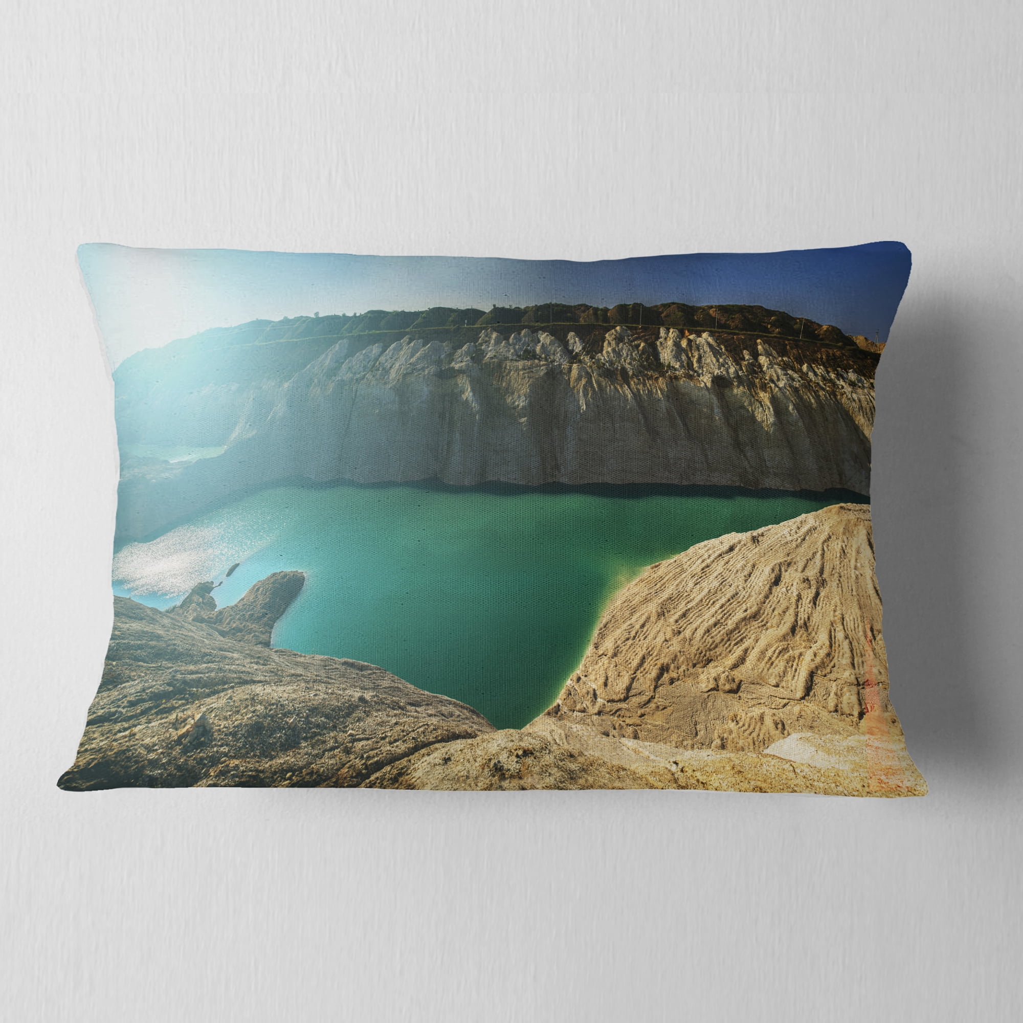 Designart 12" x 20" Blue Polyester Throw Pillow