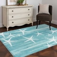 thumbnail image 4 of Rectangle Area Rugs 2.7 x 5 Ft, Teal Coastal Non-Slip Residential Carpet, Summer Ocean Waves Ombre Sea Starfish Indoor Crawling Mats Runner Rugs for Living Room/Dining Room/Bedroom, 4 of 9