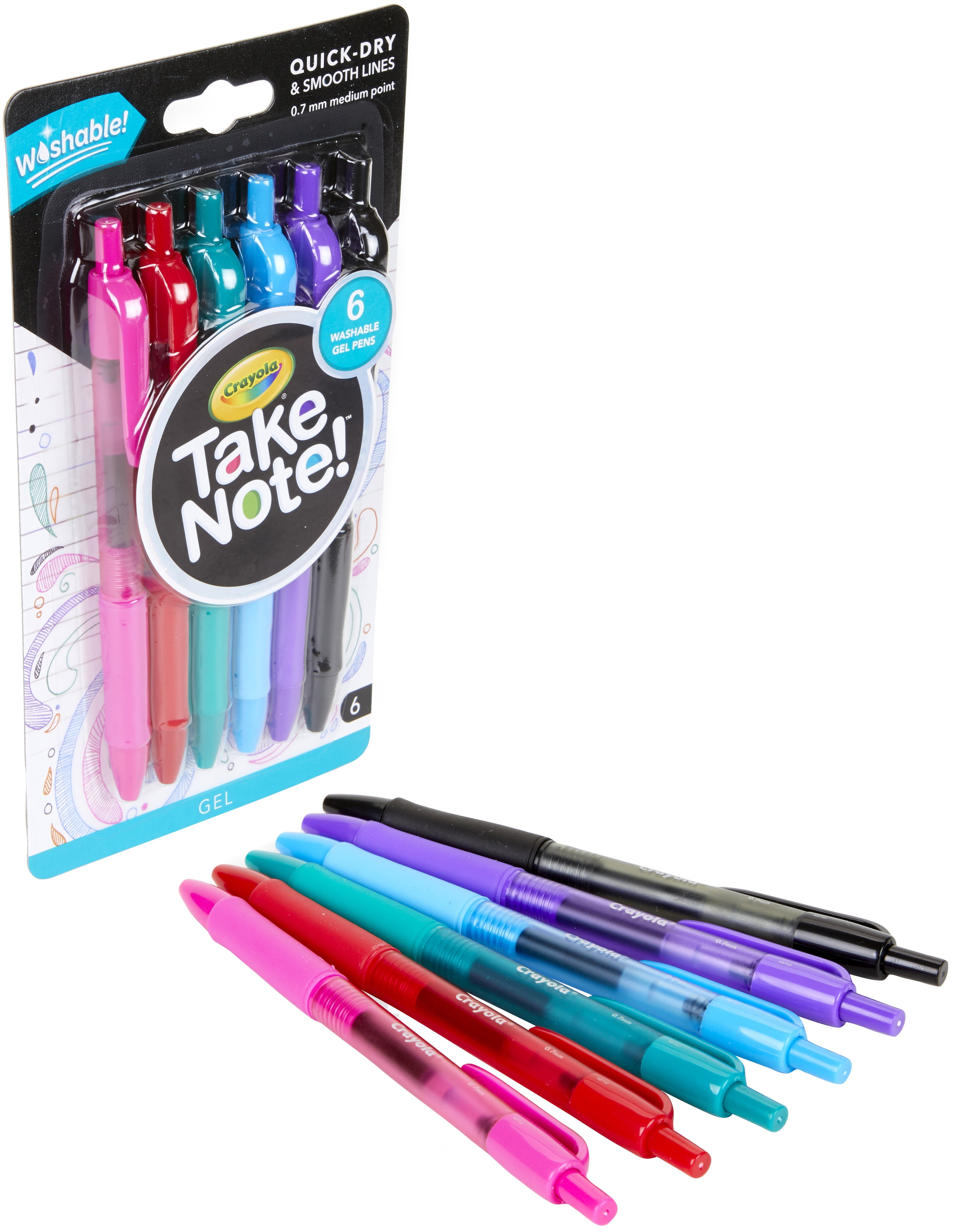 Crayola Take Note Medium Point Washable Gel Pens 6 count