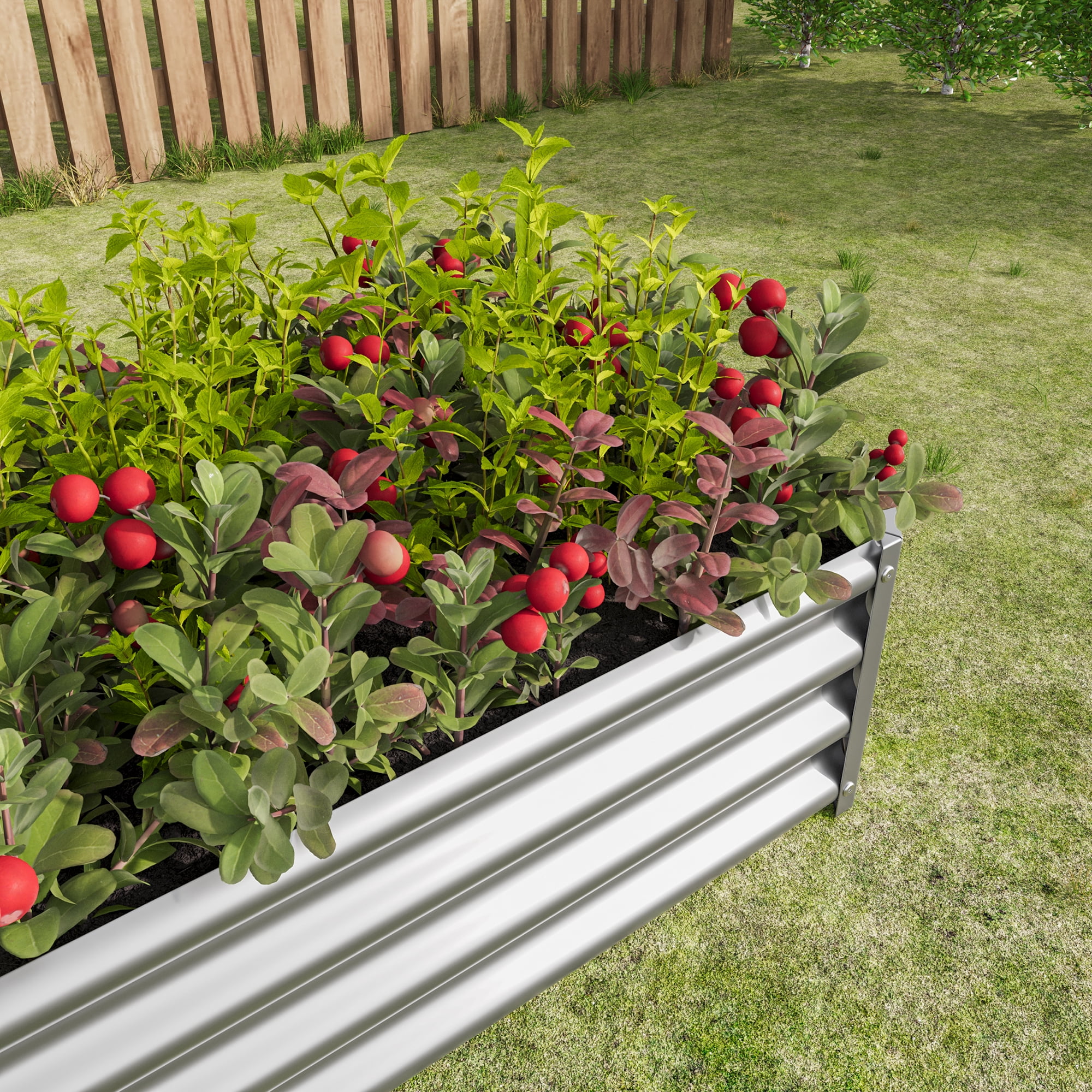 MAYEERTY 4x2ft Outdoor Rectangle Metal Raised Garden Bed: Perfect for Flowers, Vegetables & Herbs, Silver