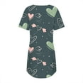 thumbnail image 3 of Women'S Nightgowns Short Sleeve Polyester Round Neck Striped Printing Cute Loose Breathable Soft Flowy Nightwear Trendy Style, 3 of 6