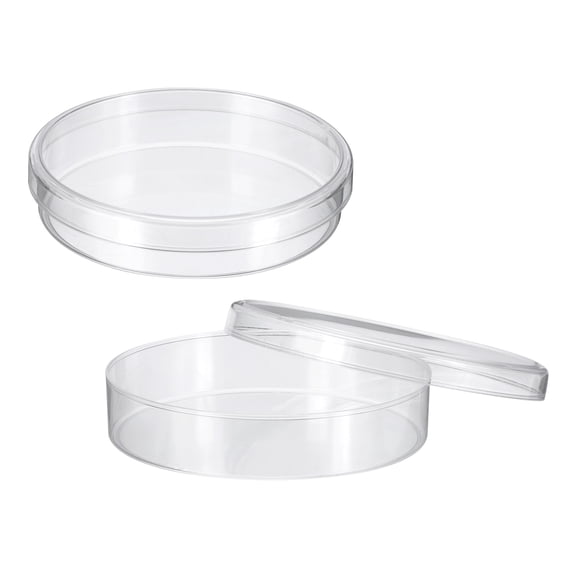 Uxcell 90mm/3.54 Inch Plastic Petri Dishes with Lids, 2 Pack Petri Plates Tissue Culture Plate for Lab Science Experiment, Clear(20mm/0.79"H)
