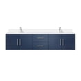 thumbnail image 3 of Geneva 80 in. W Navy Blue Double Bath Vanity, White Quartz Top, and Faucet Set, 3 of 11