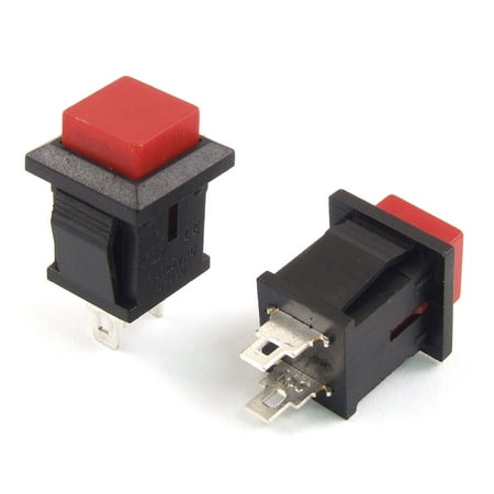 Square Push Button - 5 Pcs x 2 Pin SPST OFF-(ON) NO N/O Square Momentary Push Button Switch