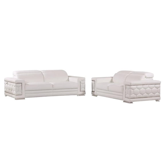 Titan Furnishings Genuine Italian Leather Sofa and Loveseat Set in White