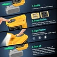 thumbnail image 6 of 200W Portable Power Inverter for DeWALT 20V, Outdoor Generato Battery Converter with 2 USB&LED&AC Battery Powered Outlet,Convert DC 18V/20V to AC 110V-120V Portable Power Station(Tool Only), 6 of 16