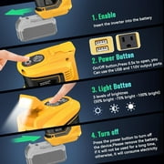 200W Portable Power Inverter for DeWALT 20V, Outdoor Generato Battery Converter with 2 USB&LED&AC Battery Powered Outlet,Convert DC 18V/20V to AC 110V-120V Portable Power Station(Tool Only)
