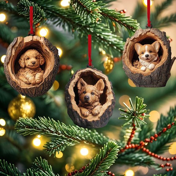 BOPORO Animal Christmas Ornaments Forest Christmas Tree Decorations Woodland Christmas Ornaments Forest Animal Ornaments Cute Cute Panda Christmas Tree Animal Pattern 2D Acrylic Ornament