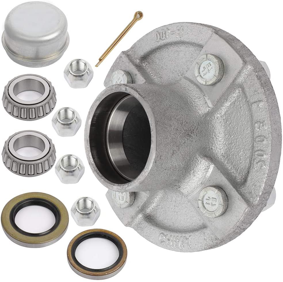 ECCPP Boat Trailer Hub Kit 4 Bolt 1 L44643 Silver Tapered Spindle