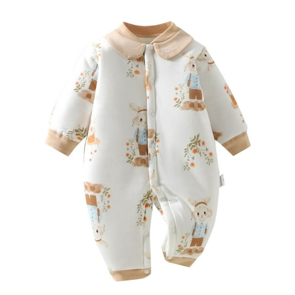 TFEOQRY Infant Girls and Boys Cotton Romper Winter Thickened Thermal Cute Printed Cotton Soft Clothes White