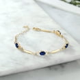 thumbnail image 3 of Gem Stone King 18K Yellow Gold Plated Silver Blue Created Sapphire and White Diamond Tennis Bracelet for Women | 4.26 Cttw | Gemstone September Birthstone | Oval 7X5MM | 6 inch + 1 inch Extender, 3 of 3