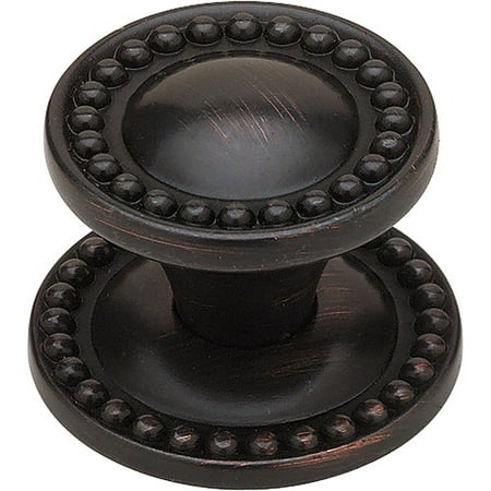Flower Knob Backplate - Liberty Venetian Bronze Banded 32mm Beaded Knob with Backplate
