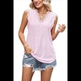 thumbnail image 2 of Camisola Elegante de Jacquard para Mujer, con Apliques de Encaje, Sin Mangas, Color Liso, con Cuello en V. Rosa XL, 2 of 9