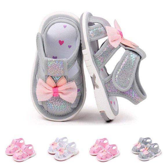 SROBPTY Toddler Girls Sandals Soft Sole Summer Open Toe Flat Shoes for 1-3 Years