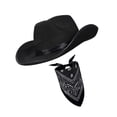 thumbnail image 4 of Sombrero de vaquero occidental con , gorra de ala grande, bufanda cuadrada para el pelo, sombrero de para adultos , hombres y , negro, 4 of 7
