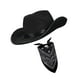 thumbnail image 4 of Sombrero de vaquero con bandana, gorra de ala ancha, sombrero de vaquera para adolescentes, adultos, senderismo, fiesta Negro, 4 of 7