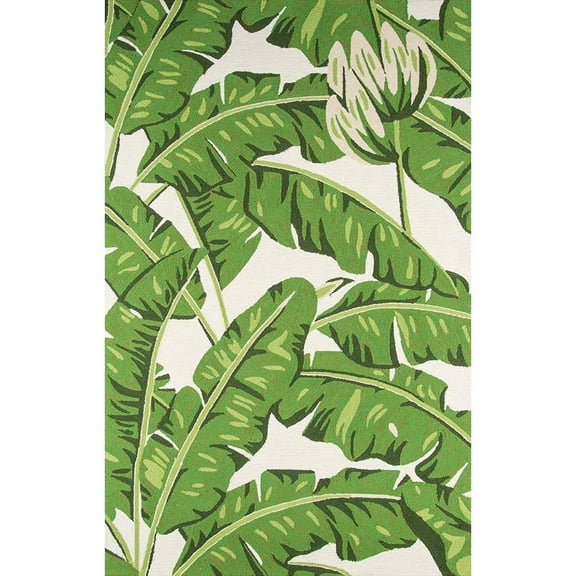Momeni Veranda Polypropylene Hand Hooked Green Indoor Outdoor Rug 3'9" X 5'9"