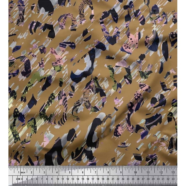 Soimoi polyester Crepe Fabric Animal Skin Texture Print Fabric by the Yard 52 Inch Wide