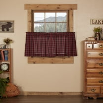 VHC Brands Rustic & Lodge Kitchen Window Curtains-Cumberland Tier Pair, 24x36, Chili Pepper Red