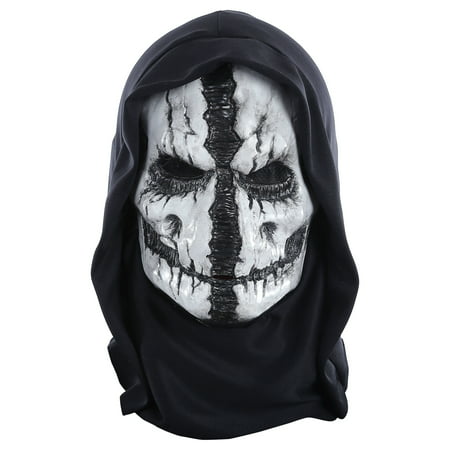 Grim Reaper Mask with Hood for Adults, One Size, With a Face and a Black Hood