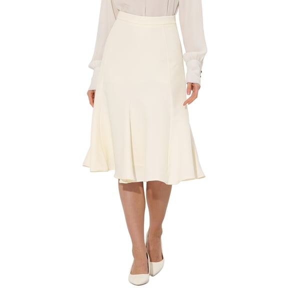 DARING DIVA Women's Side Zipper Flared Flowy A Line Midi Skirts XS Beige