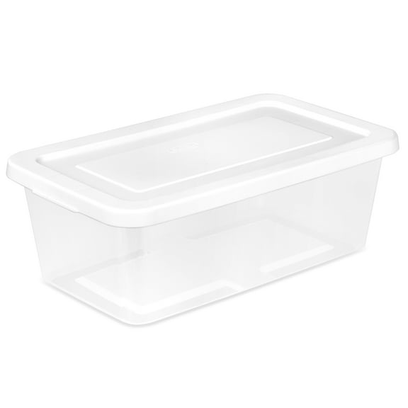 Sterilite 24-Pack 6 Qt. Storage Boxes, Stackable Clear Plastic Bins with Snap-On Lids