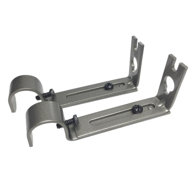 GROWTH TANK 2 Pack Adjustable And Sturdy Metal Window Curtain Rod Support Brackets, Suitable Grey