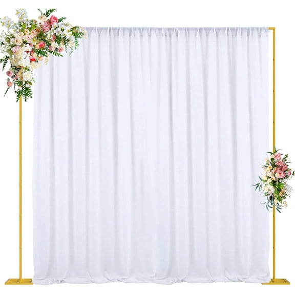 10x10ft Backdrop Stand Heavy Duty Pipe and Drape Kit, Adjustable Gold Backdrop Stand