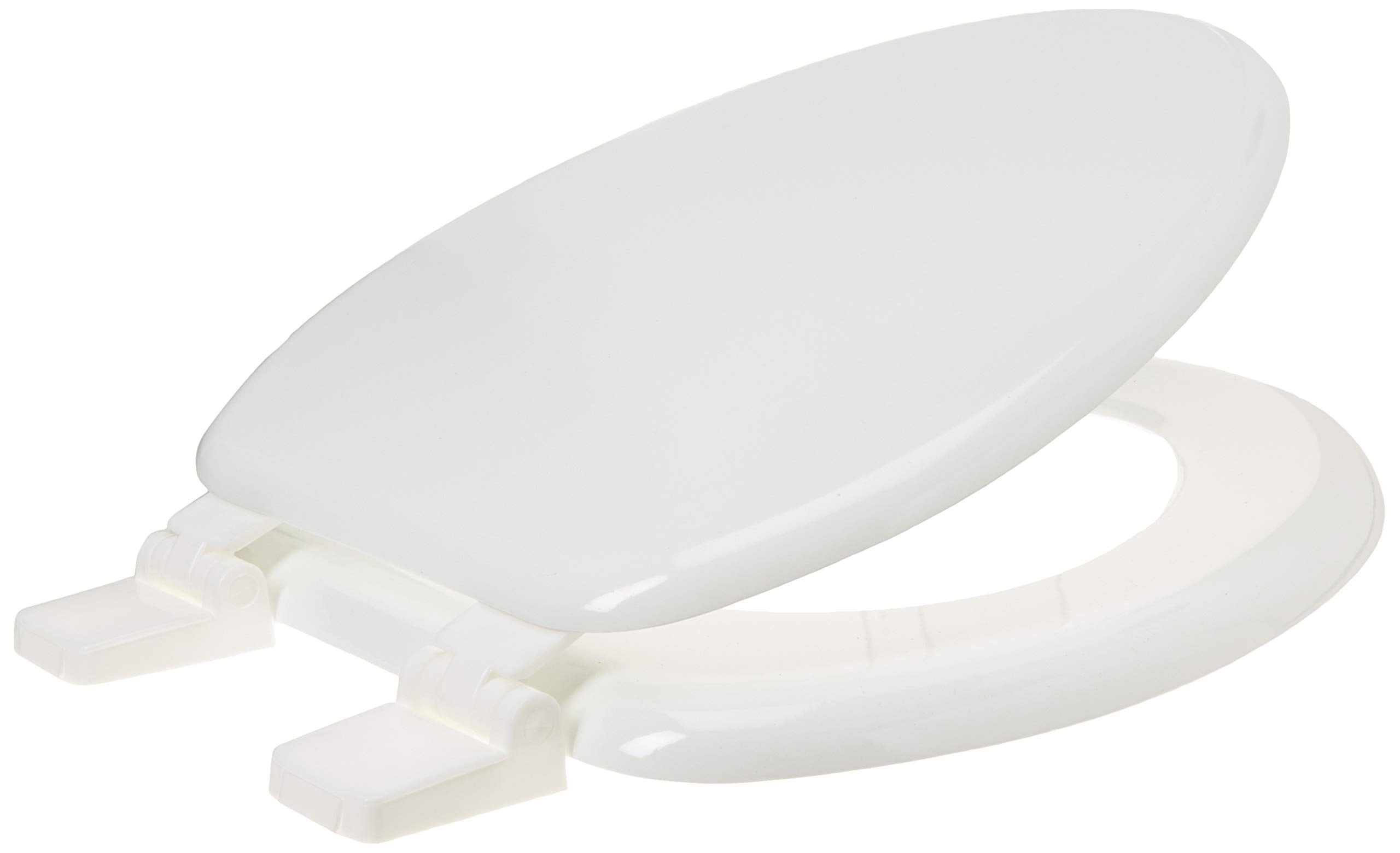 Toilet Seat With Cover, Self-Sustaining Hinge, Elongated, White 65907