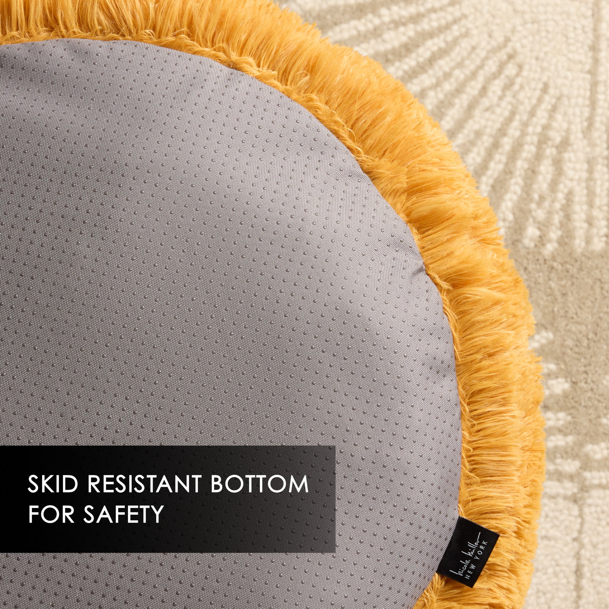 NICOLE MILLER NEW YORK PET Ellie Fuzzy Solid Donut Pet Bed, Plush, Cozy & Calming, Water Repellent, Non-Slip Bottom, 100% Machine Washable, Gold, Small 24"x24"x7" Round