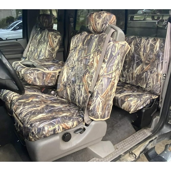 F83 2001-2007 Ford F250-F550 Front 40/20/40 Split Seat With Adjustable Headrests, in DRTC Camouflage Endura
