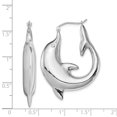 thumbnail image 2 of 925 Sterling Silver Rhodium-plated Dolphin Hoop Earrings, 2 of 5
